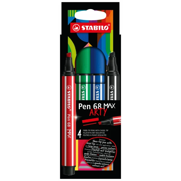 Thumbnail-STABILO Pen 68 MAX caneta de feltro Preto, Azul, Vermelho 4 unidade(s)