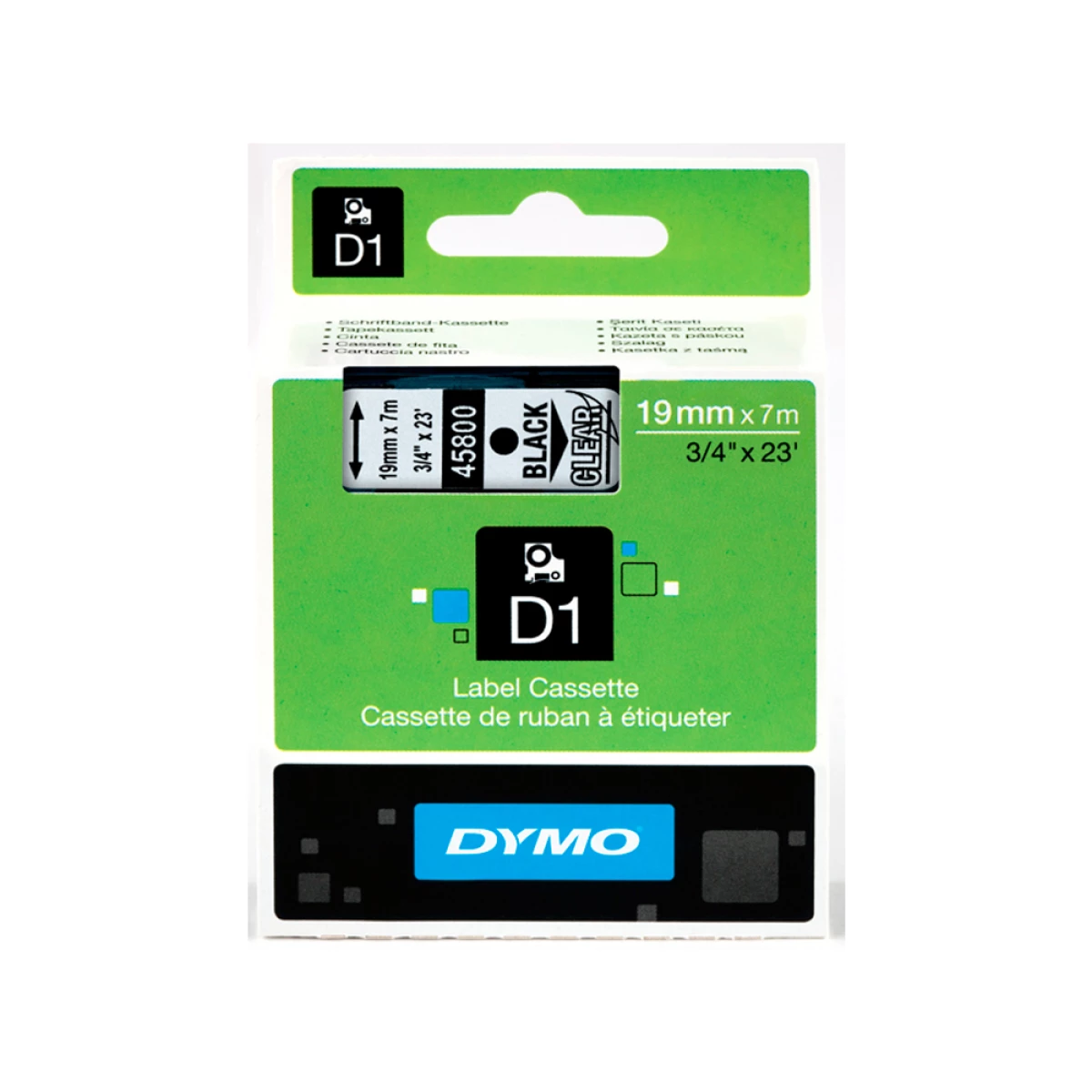 Galery – Fita dymo preto transparente 19 mm x 7 mt d10