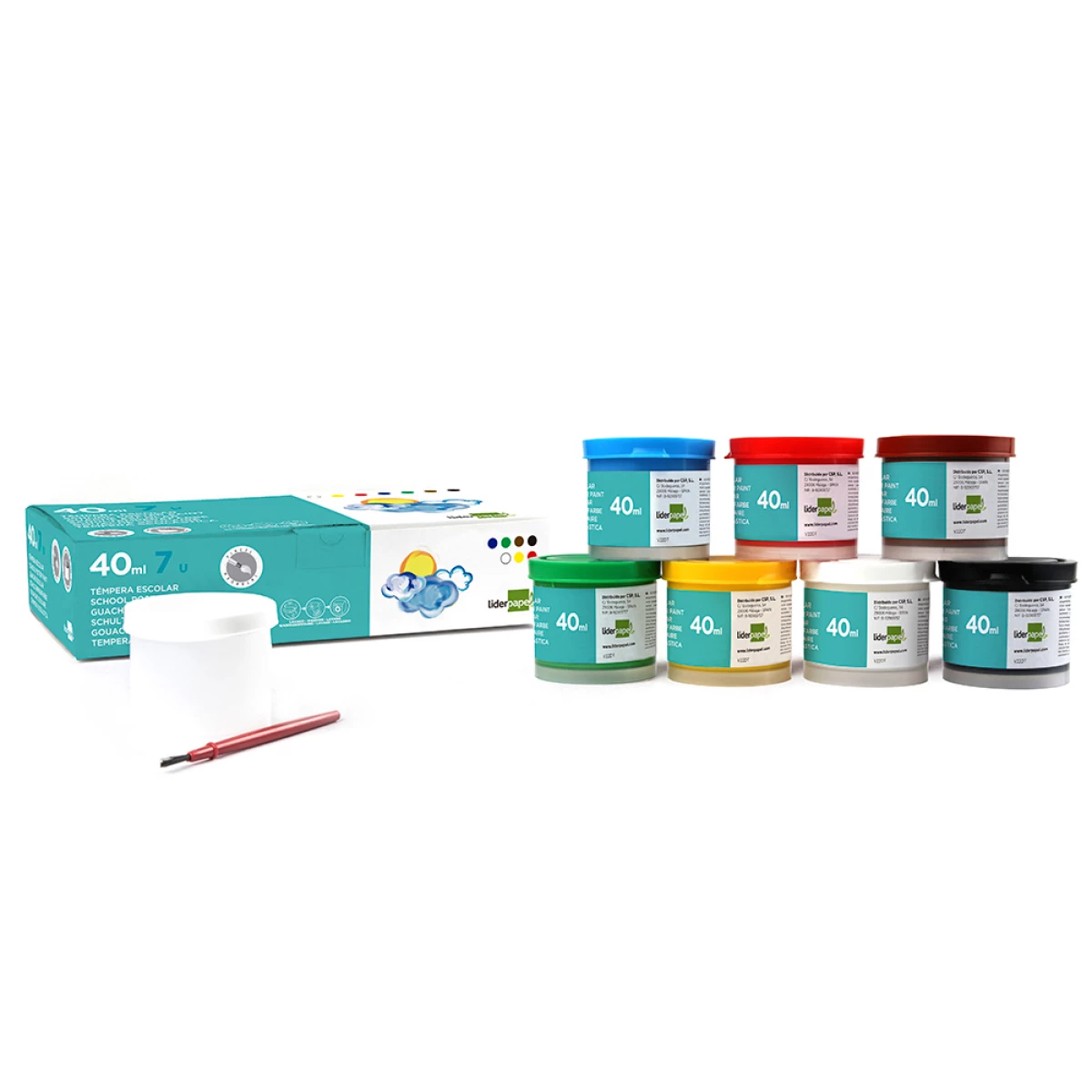 Galery – Guache liderpapel escolar 40 ml 7 cores sortidas + pincel0