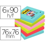 Thumbnail-Bloco de notas adesivas post-it super sticky 76×76 mm com 90 folhas pack de 6 unidades cores miami