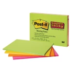 Galery – Bloco de notas adesivas post-it super sticky 149×98 mm com 45 folhas pack de 4 unidades cores neon0