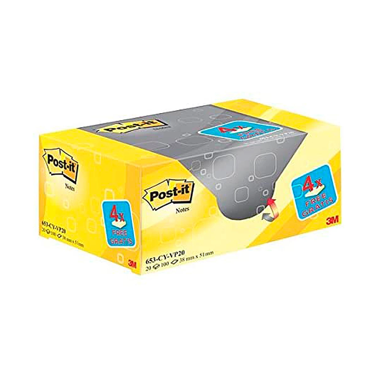 Galery – Bloco de notas adesivas post-it super sticky amarelo canario 38×51 mm pack promocional 16+4 gratis0