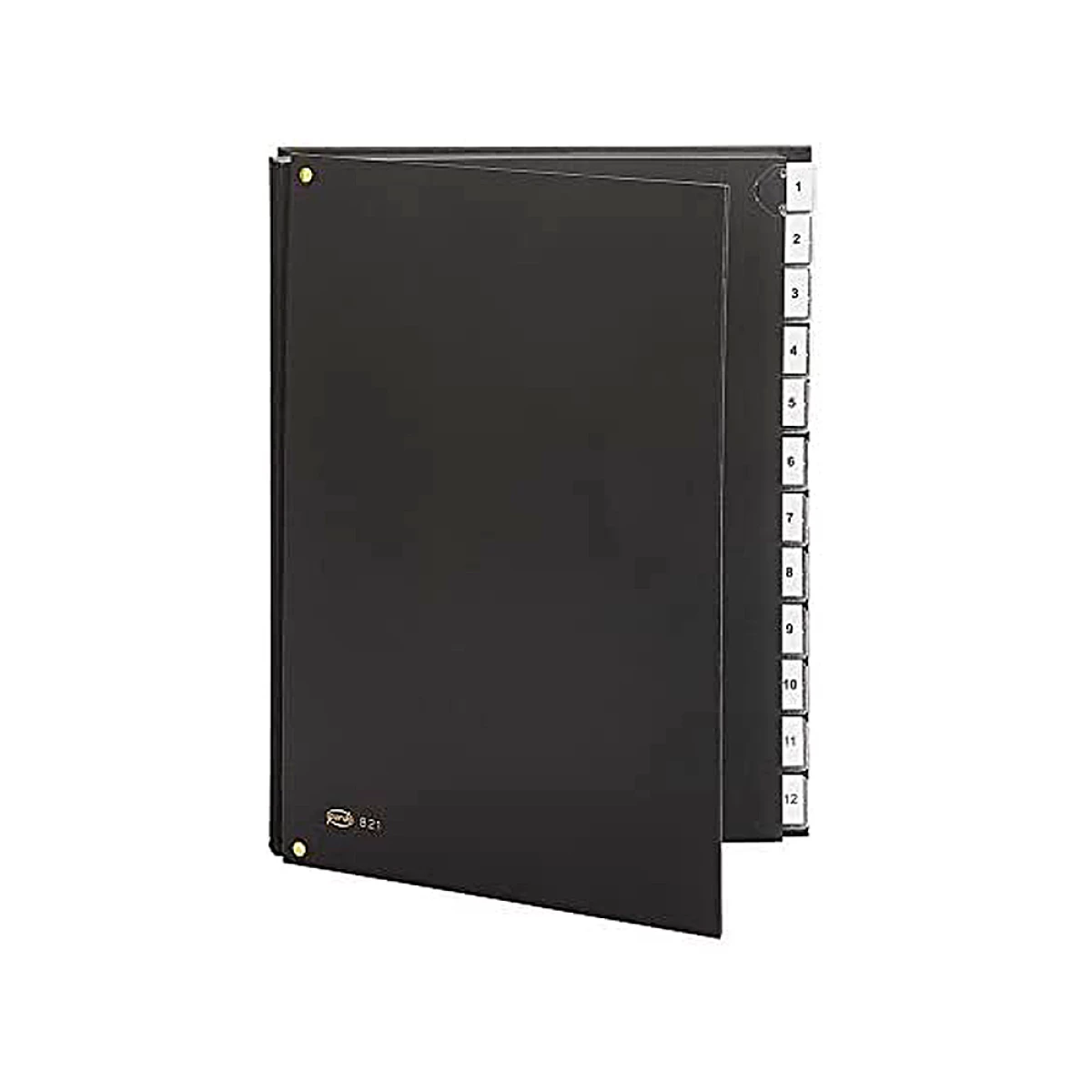 Galery – Pasta classificadora pardo com fole cartao compacto folio com 12 departamentos visor duplo personalizaveis cor preto0