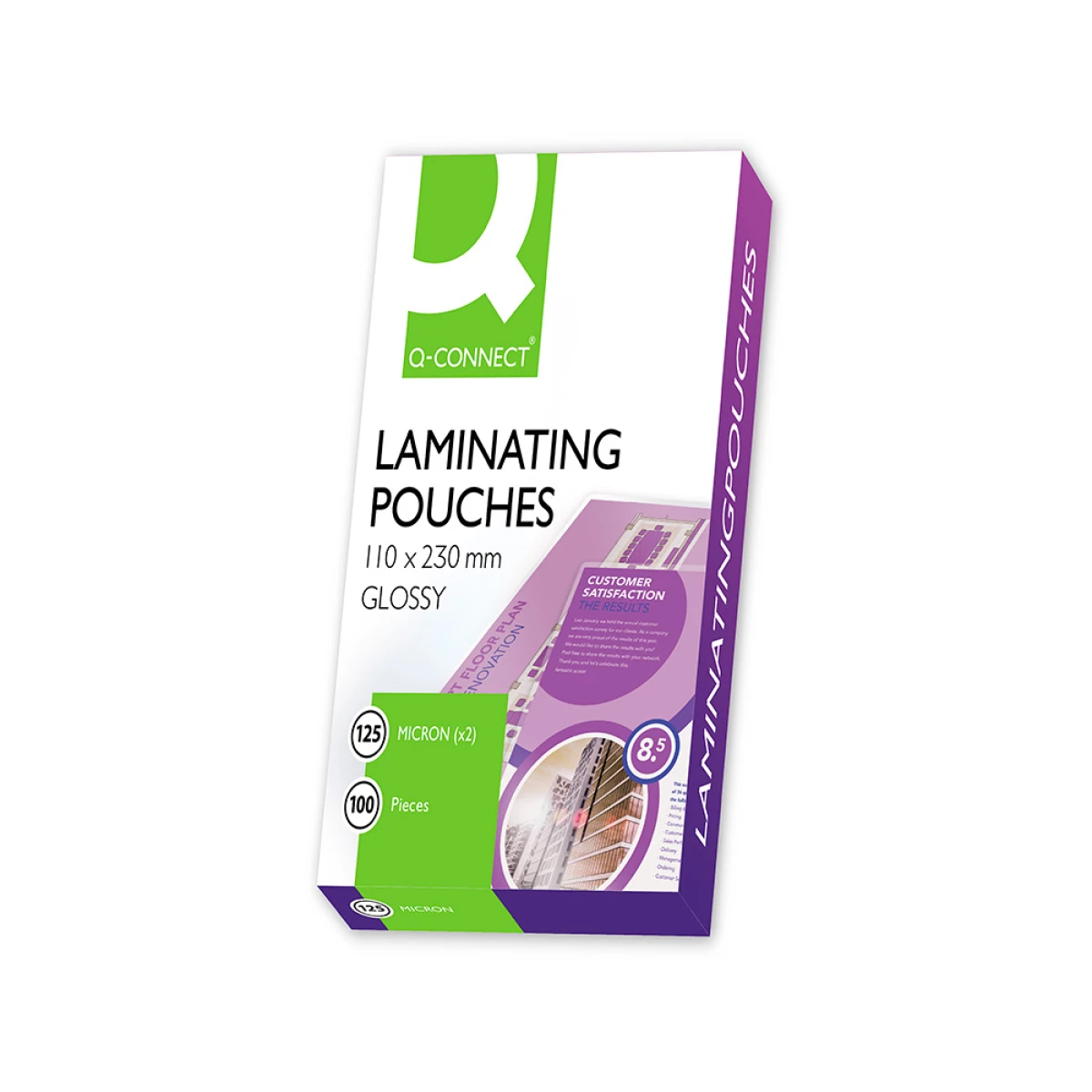 Galery – Bolsa de plastificar q-connect 110 x 230 mm 125 microns caixa de 100 unidades0