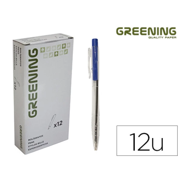 Thumbnail-Esferografica greening azul retratil – 12 unidades