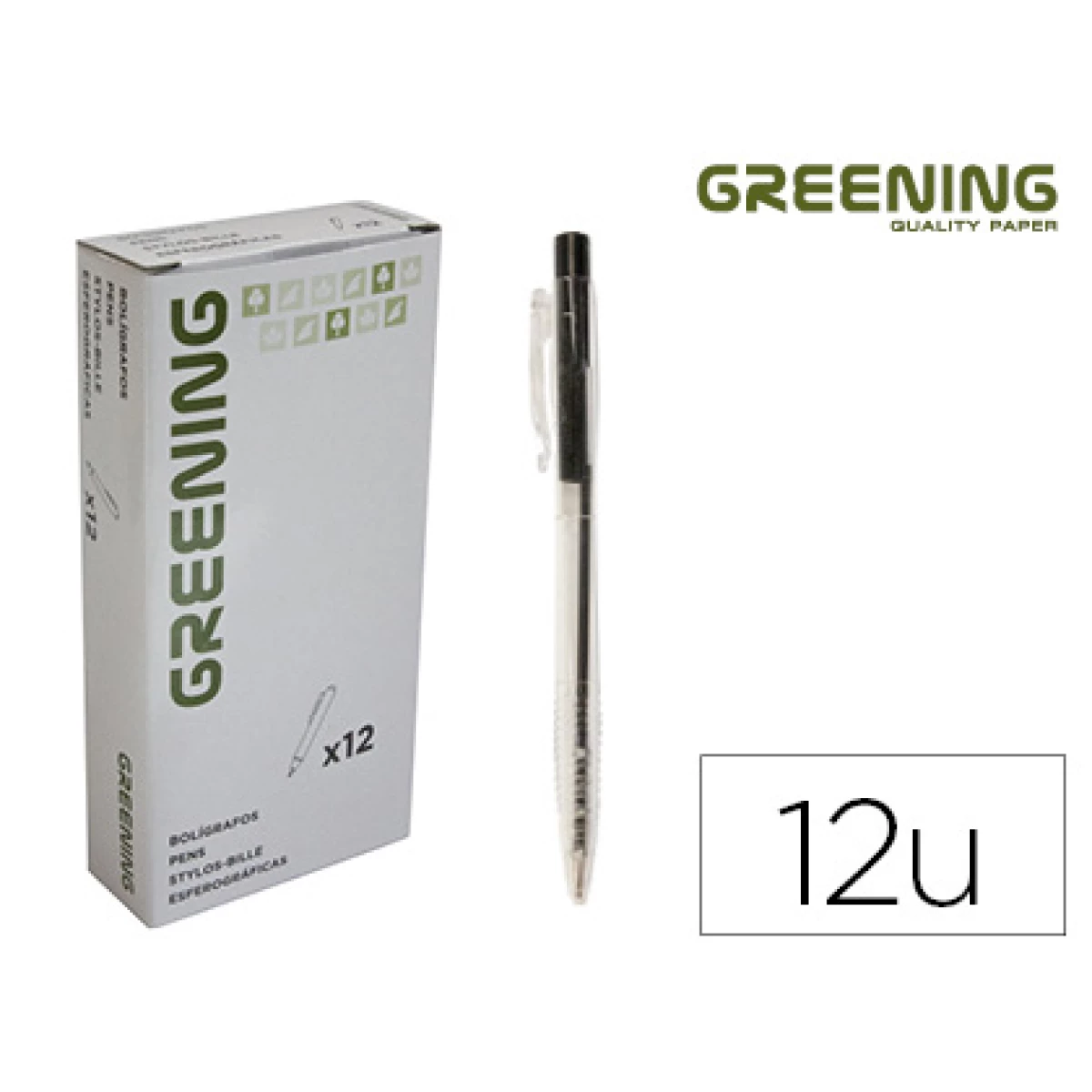 Thumbnail-Esferografica greening preto retratil – 12 unidades