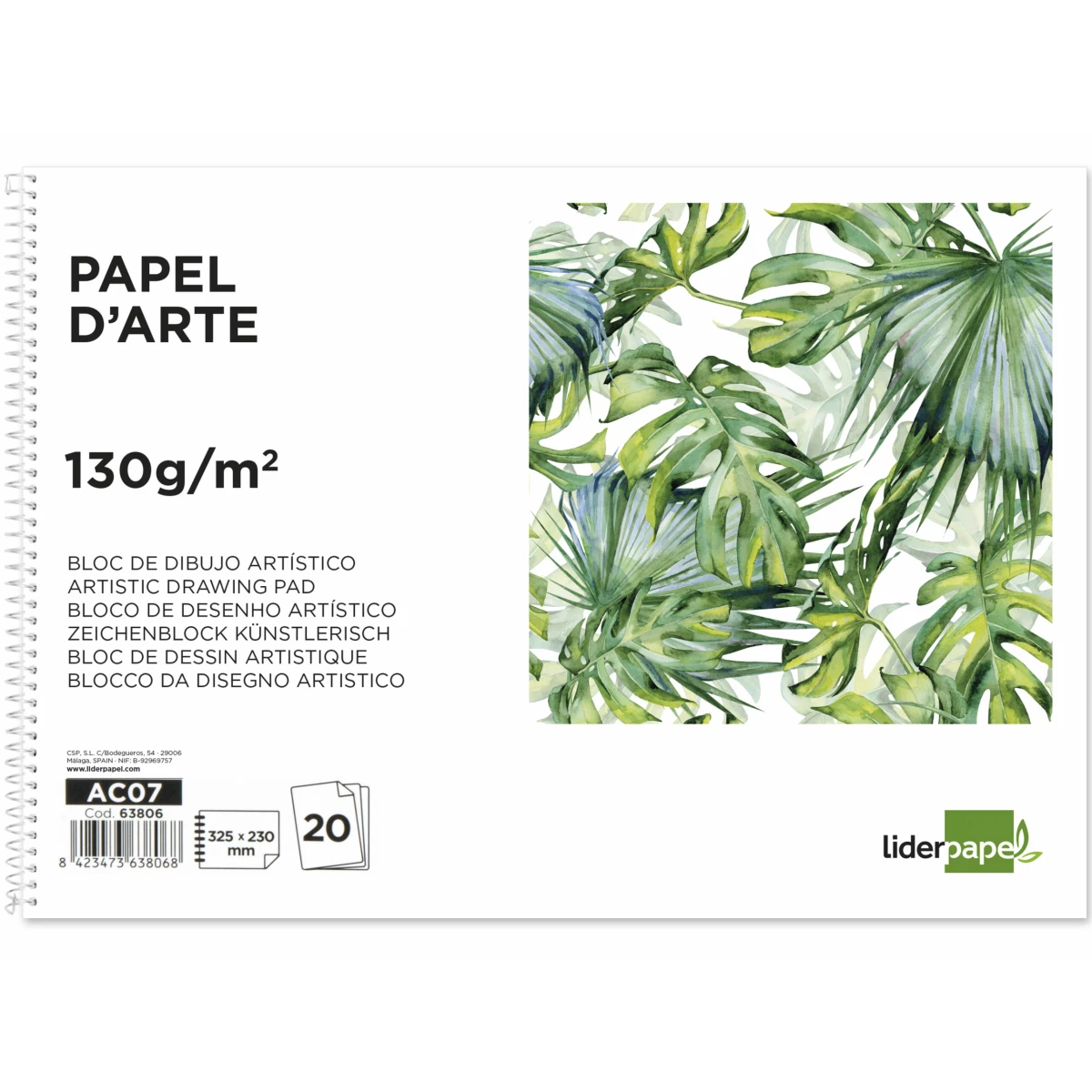 Galery – Bloco de desenho liderpapel artistico espiral 230x325mm 20 folhas 130gr sem caixa sem microperfurado0