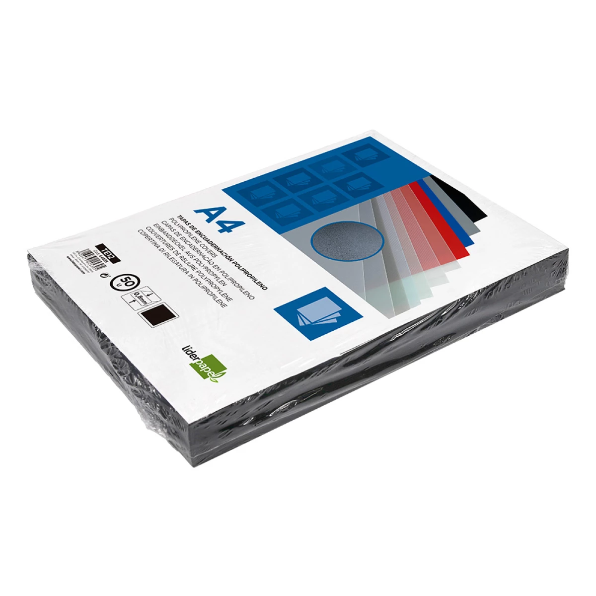 Galery – Capa de encadernacao liderpapel polipropileno din a4 0.8 mm preta pack de 50 unidades0