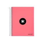 Galery – Caderno espiral liderpapel din a5 antartik capa forrada 120 f 100 gr quadricula 5 mm 5 bandas de cores cor coral0