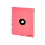 Galery – Caderno espiral liderpapel din a5 antartik capa forrada 120 f 100 gr quadricula 5 mm 5 bandas de cores cor coral0