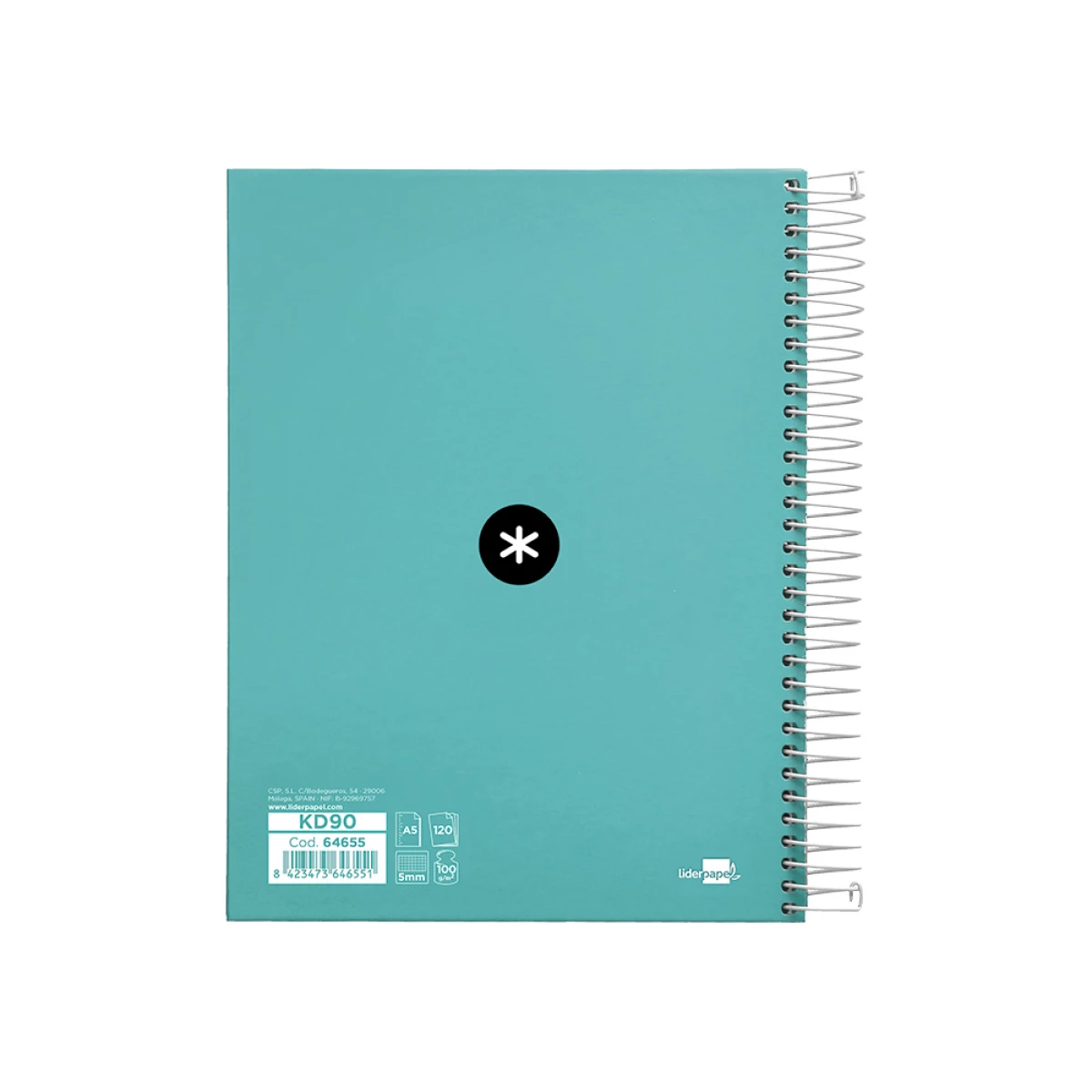 Galery – Caderno espiral liderpapel din a5 antartik capa forrada 120 f 100 gr quadricula 5 mm 5 bandas de cores cor menta0