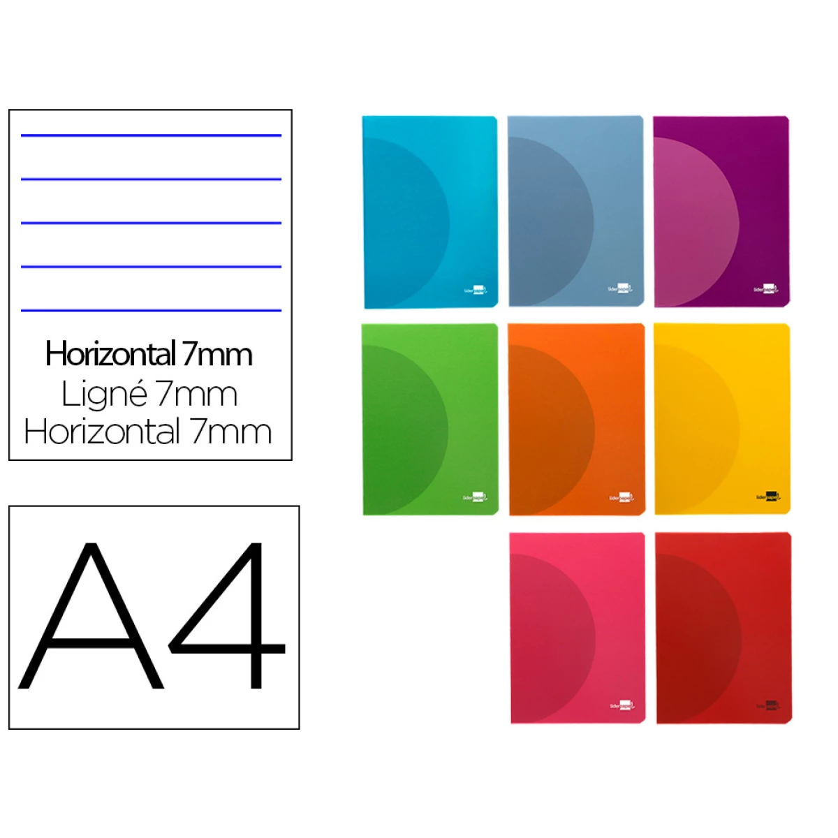 Thumbnail-Caderno agrafado liderpapel 360 capa de plastico din a4 48 f 90 gr pautado com dupla margem cores sortidas
