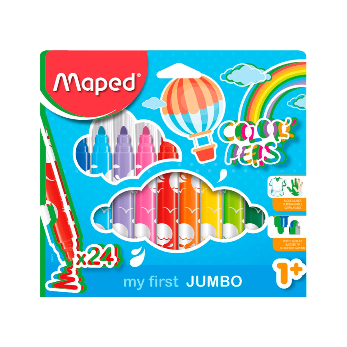 Galery – Marcador maped cor peps early age jumbo caixa de 24 cores0