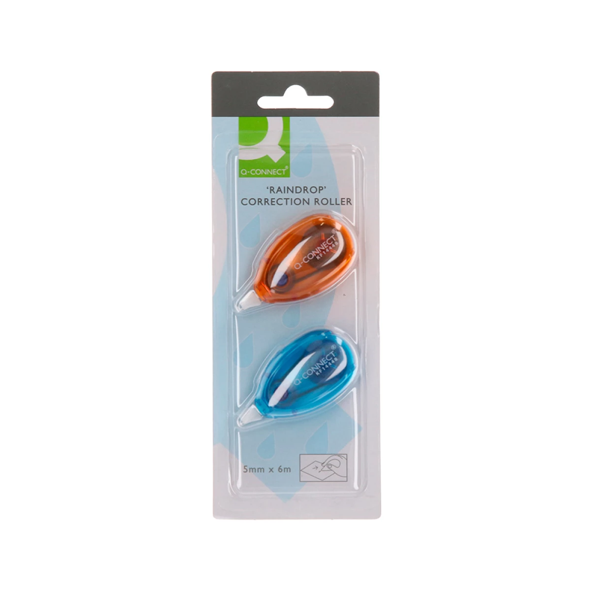 Galery – Corretor q-connect fita branca 5 mm x 6 mt – blister duas unidades laranja e azul0