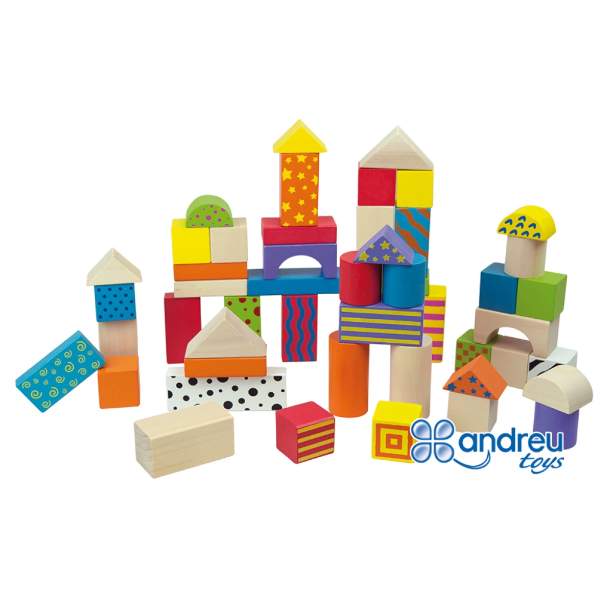 Galery – Jogo andreutoys construção blocos madeira 50 peças 18×18 cm0