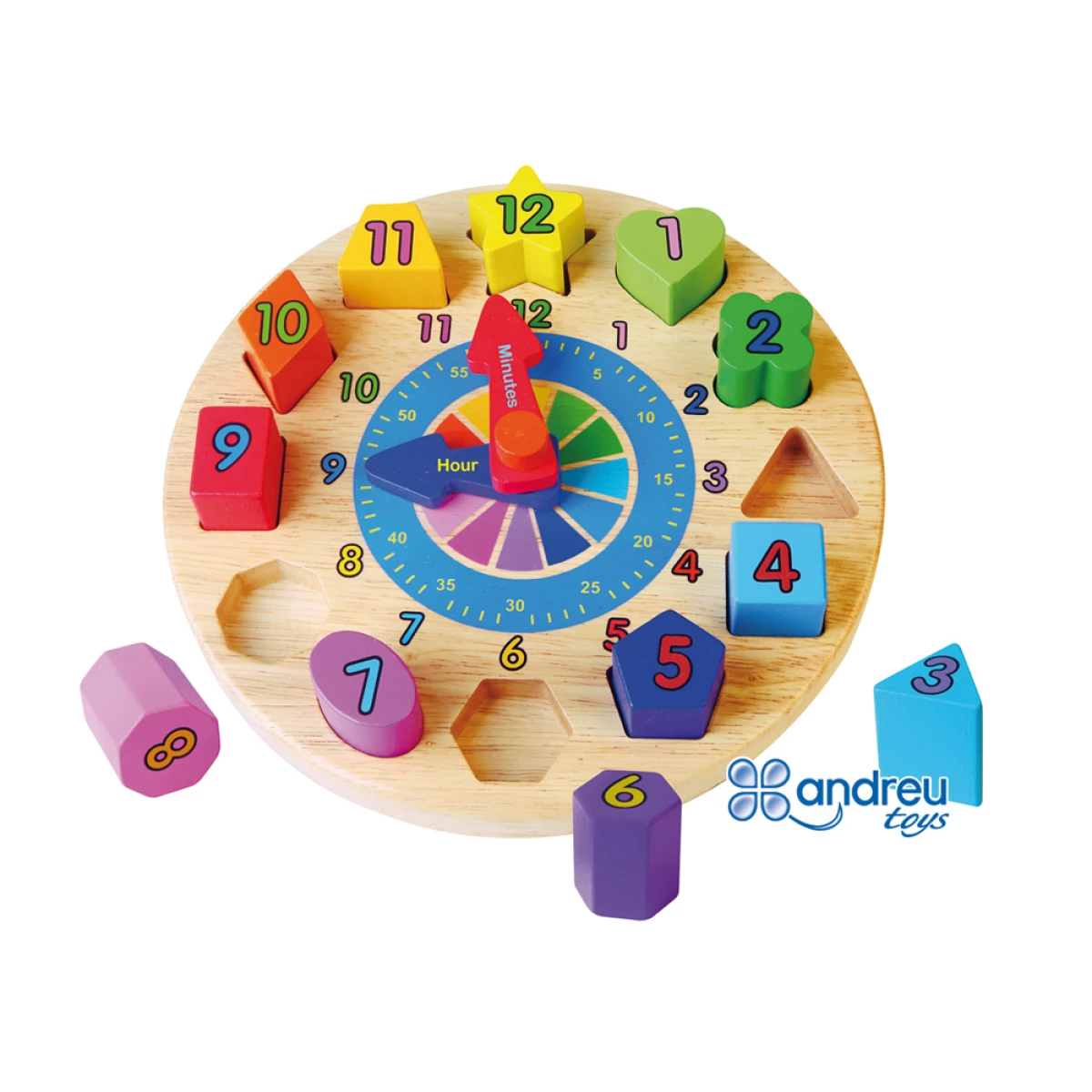 Galery – Puzzle andreutoys relogio madeira figuras geometricas 22×4 cm0