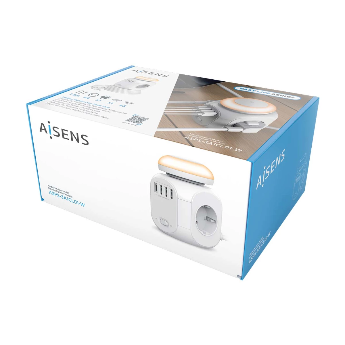 Galery – AISENS ASPS-3A1CL01-W extensão elétrica 1,8 m 4 tomada(s) CA Interior Branco0