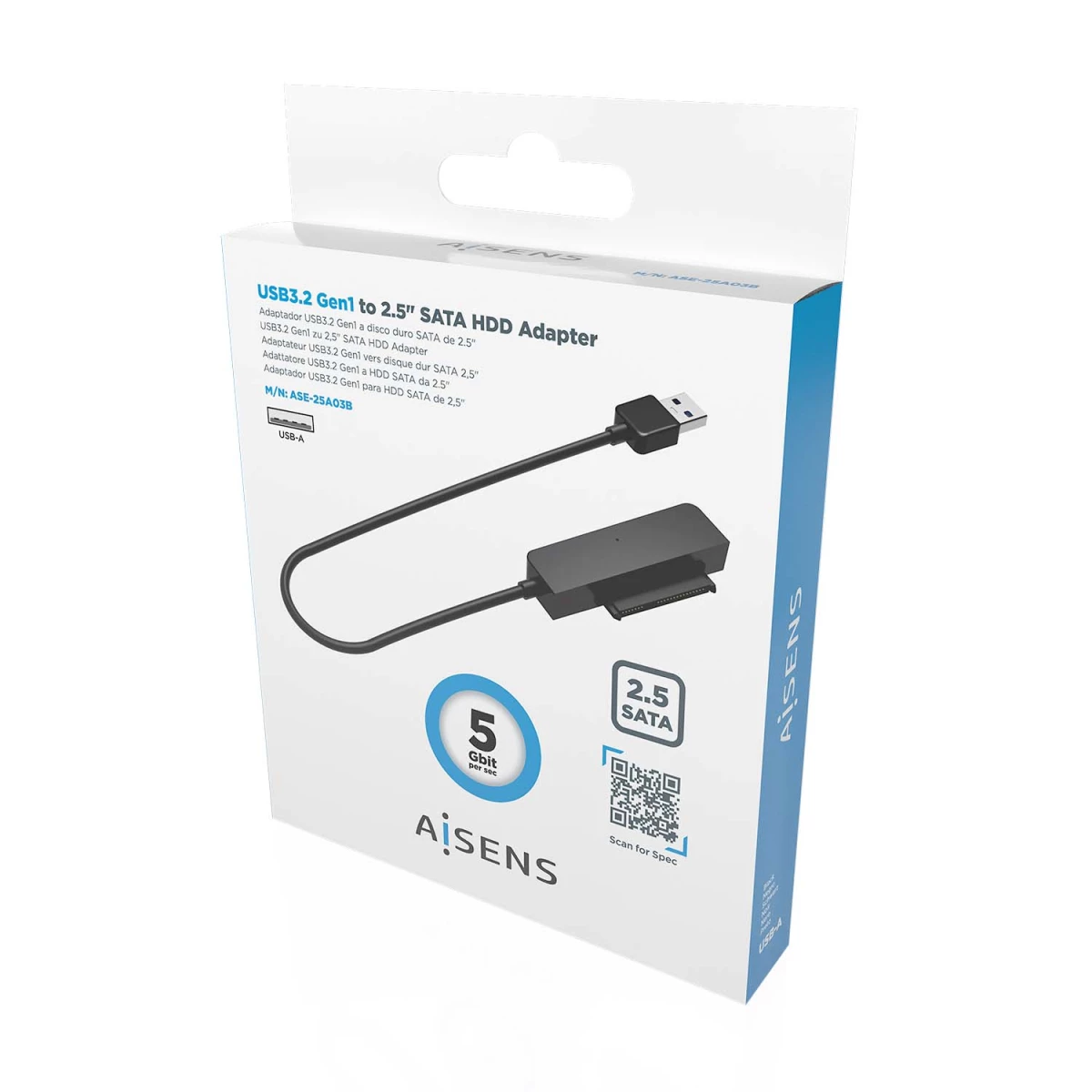 Galery – AISENS ASE-25A03B Caixa para Discos Rígidos Caixa de disco rígido Preto 2.5″ Energia por USB0