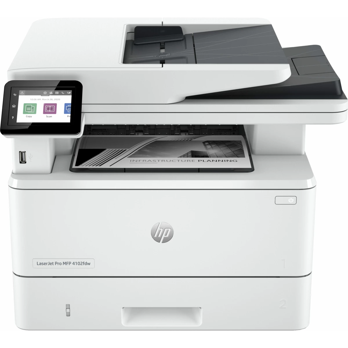 Thumbnail-HP LaserJet Pro Multifunções 4102fdw, Preto e branco, Impressora para Pequenas e médias empresas, Impressão, cópia, digit., fax, Ligação sem fios; Compatibilidade com o Instant Ink; Impressão a partir do smartphone ou tablet; Alimentador automático de documentos