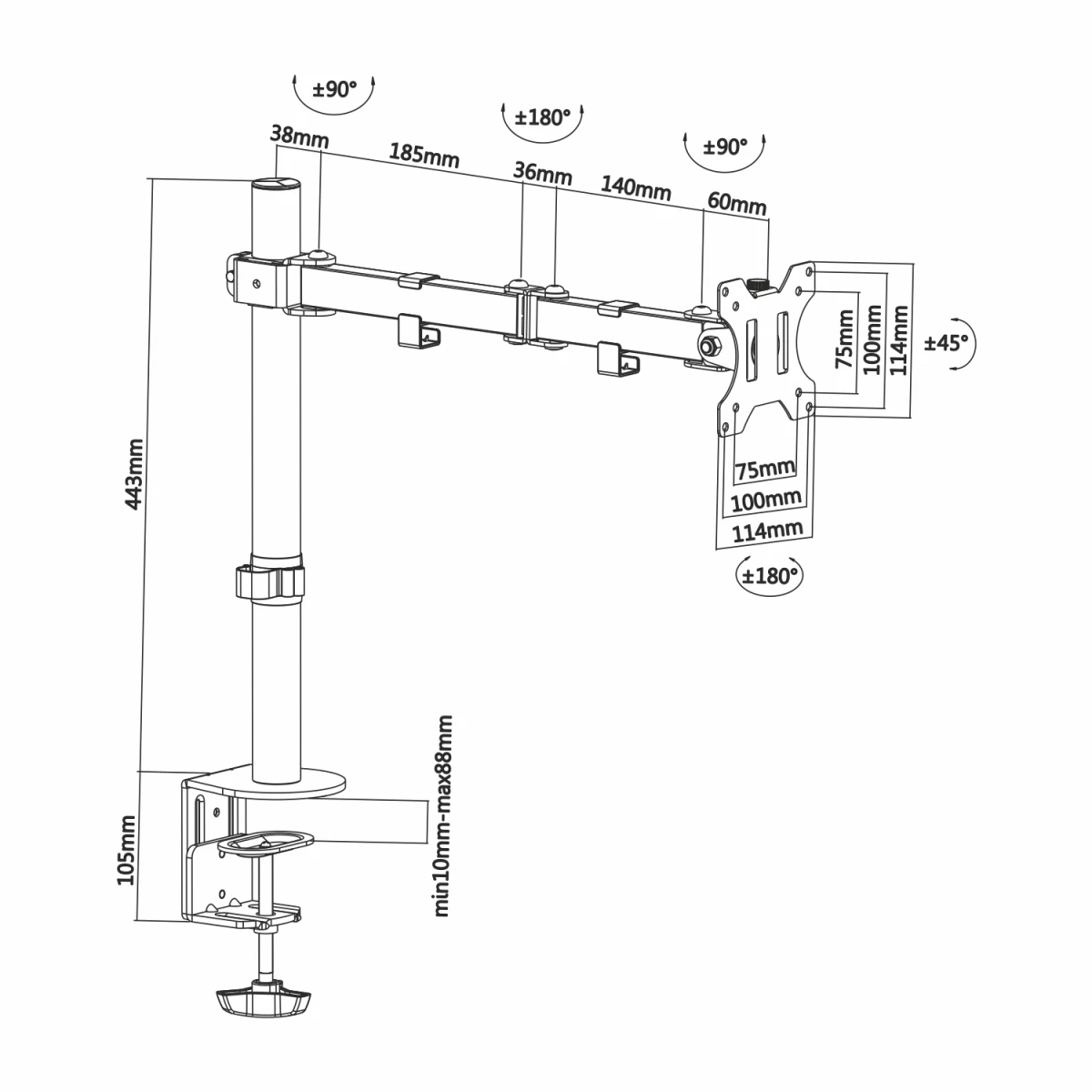 Galery – AISENS DT32TSR-039 montagem e suporte para monitores 81,3 cm (32″) Preto Secretária0