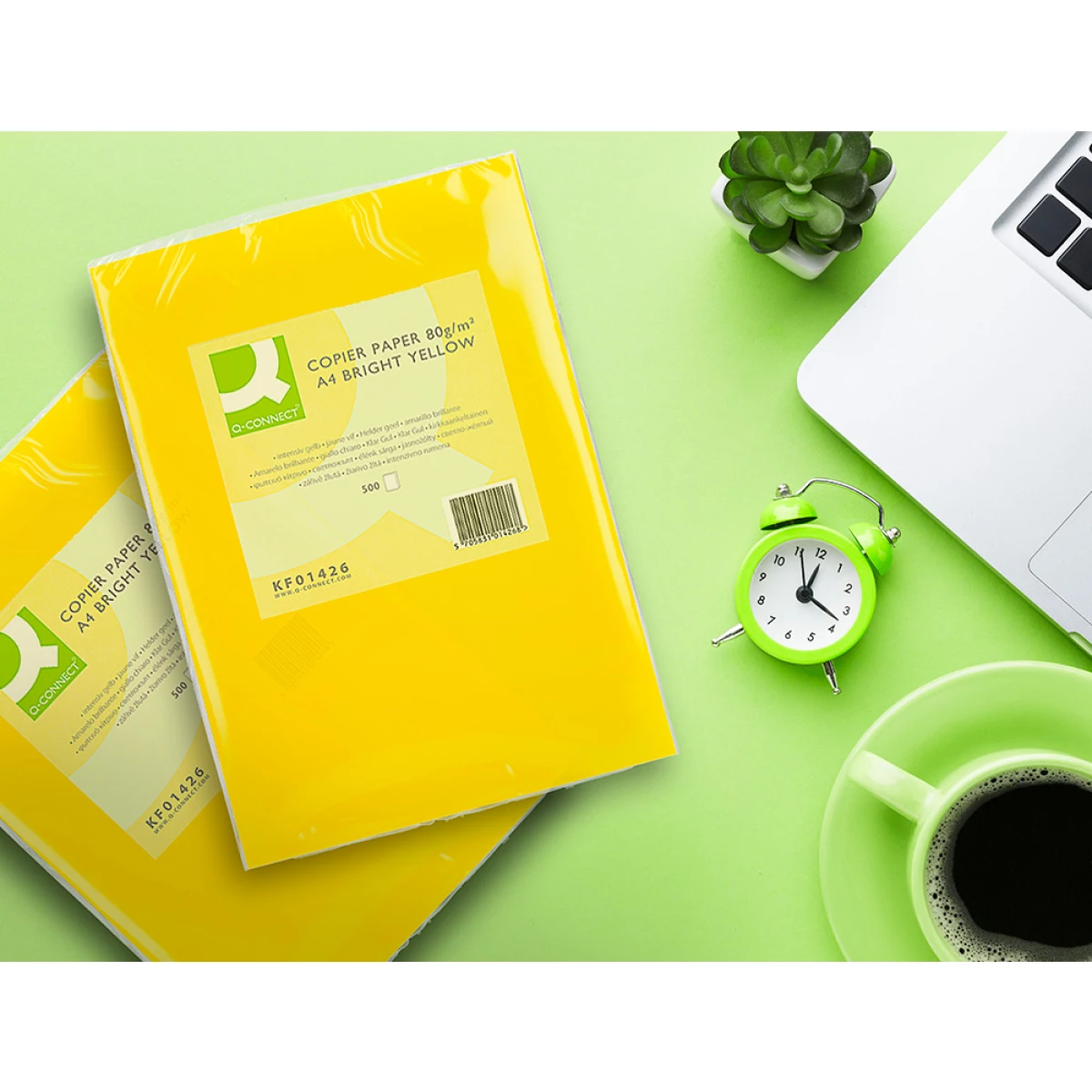 Galery – Papel de cor q-connect din a4 80 gr amarelo intenso embalagem de 500 folhas0