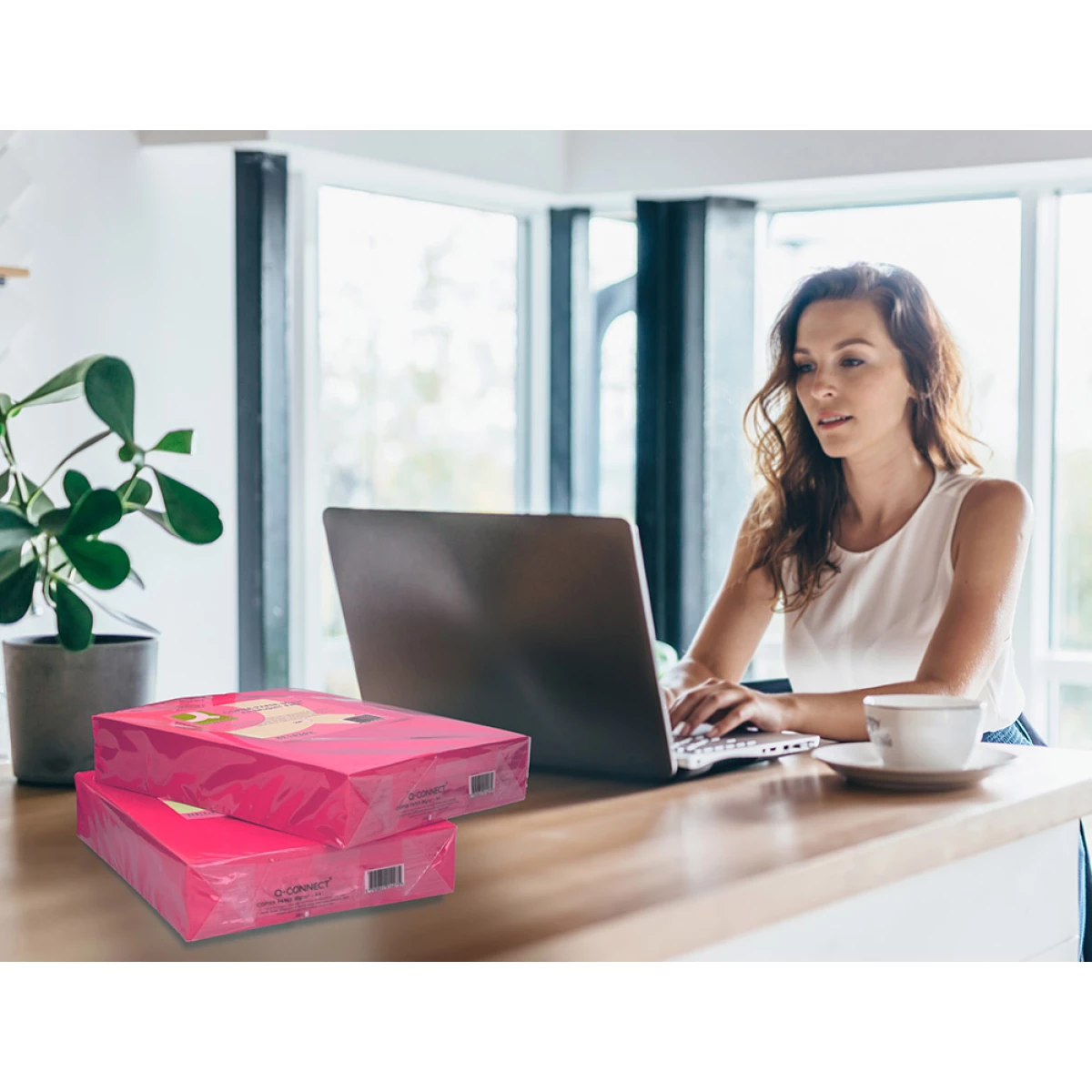 Galery – Papel de cor q-connect din a4 80 gr rosa intenso embalagem de 500 folhas0