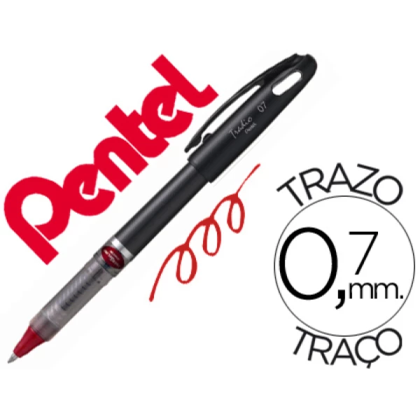 Thumbnail-Roller pentel energel tradio corpo na cor preto ponta 0,7 mm e tinta vermelha – 12 unidades