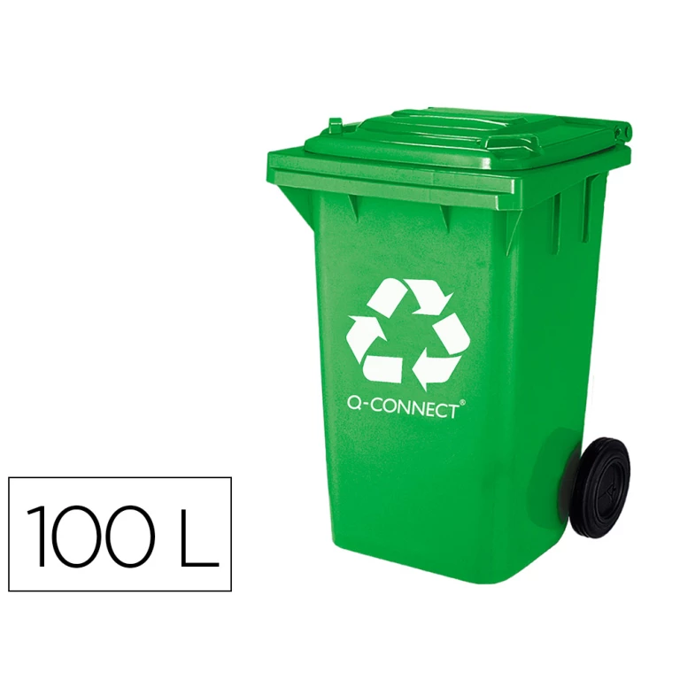 Thumbnail-Contentor de lixo q-connect plastico 100l com capa verde 75x37x47 cm