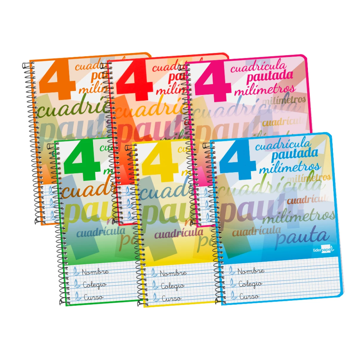 Galery – Caderno espiral liderpapel quarto inspire capa extradura 80 f 80 gr cuadriculado pautado 4 mm com margem cores sortidas0