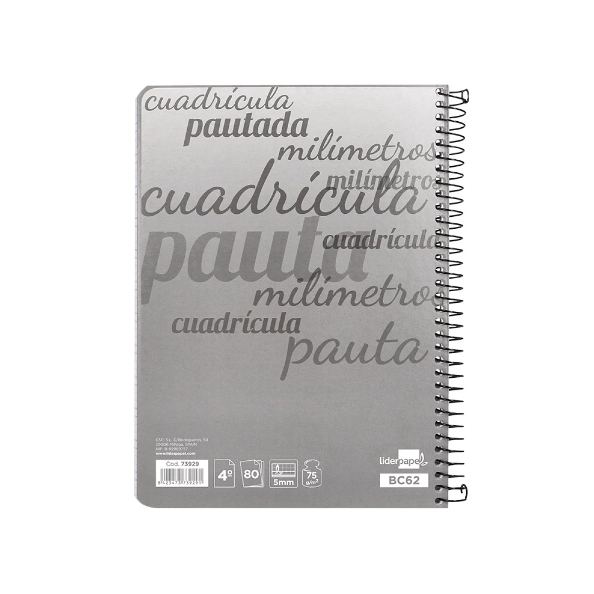 Galery – Caderno espiral liderpapel quarto inspire capa extradura 80 f 80 gr cuadriculado pautado 5 mm com margem cores sortidas0