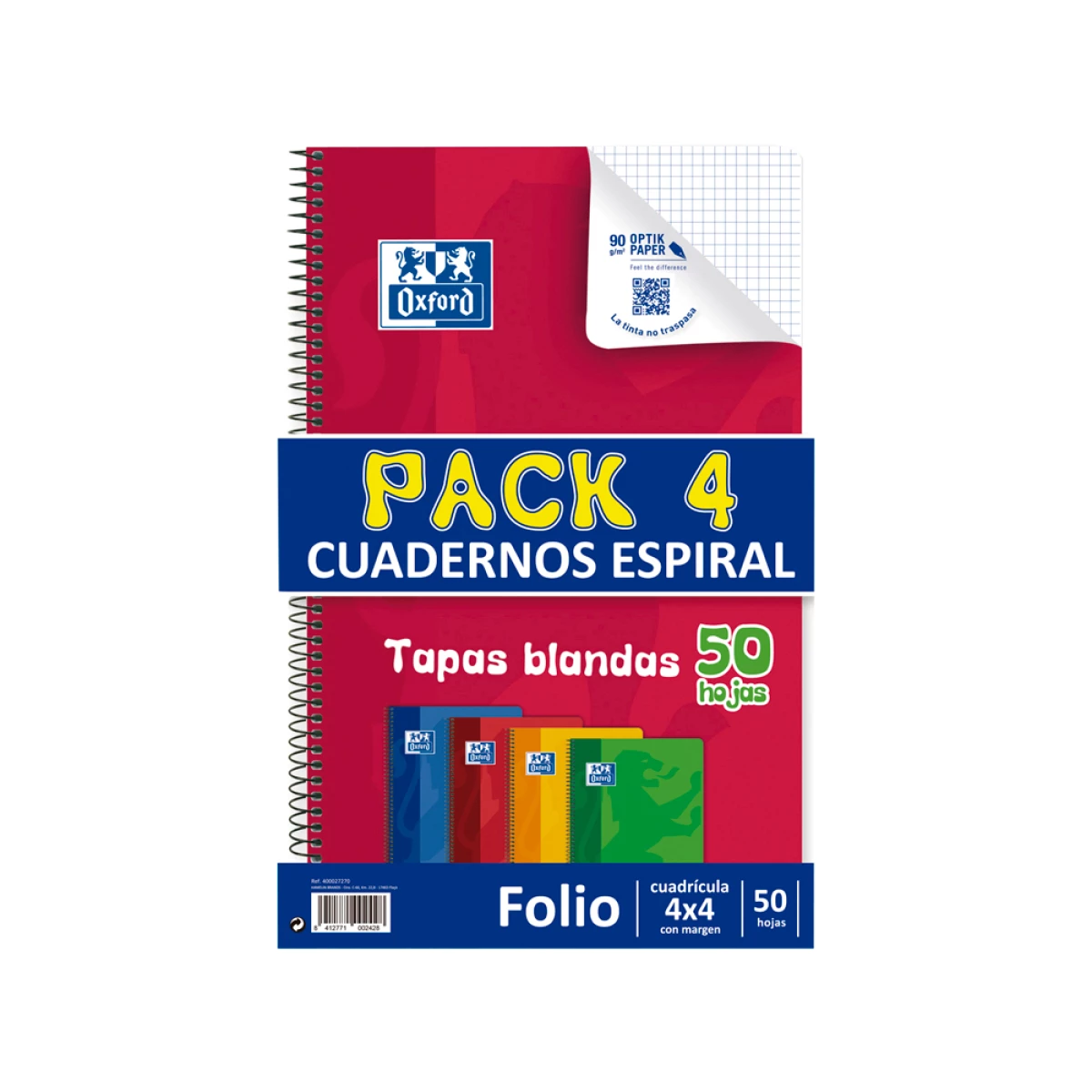 Galery – Caderno espiral oxford capa flexivel optik paper folio 50 folhas 90 gr quadricula 4 mm pack de 40