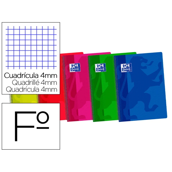 Thumbnail-Caderno espiral oxford capa plastico optik paper folio 80 folhas 90 gr quadricula 4 mm