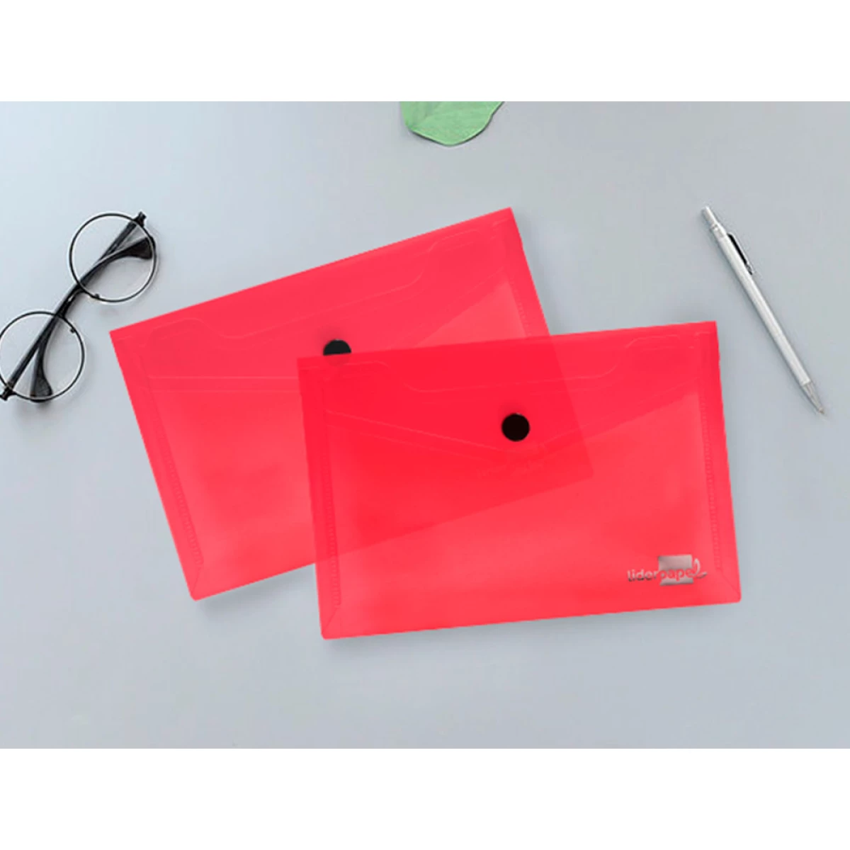 Galery – Bolsa porta documentos liderpapel com mola din a6 vermelho transparente0