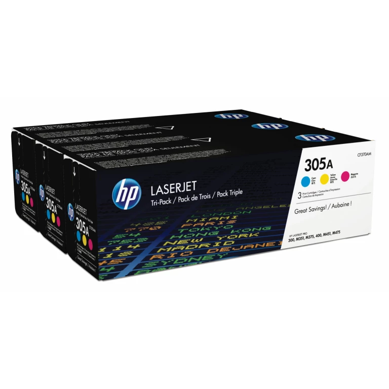 Thumbnail-HP Conjunto Triplo de Toner Laserjet Original 305A Ciano/Magenta/Amarelo