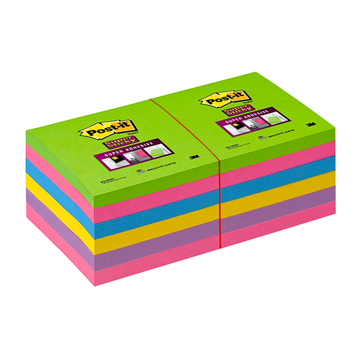 Galery – Bloco de notas adesivas post-it super stick ultra 76×76 mm pack de 12 caderno verde rosa amarelo lilas e fucsia0