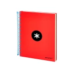 Galery – Caderno espiral liderpapel din a5 antartik capa forrada 120 f 100 gr pautado 5 mm 5 bandas cor vermelho0