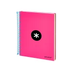 Galery – Caderno espiral liderpapel din a5 antartik capa forrada 120 f 100 gr pautado 5 mm 5 bandas cor rosa0