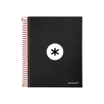 Galery – Caderno espiral liderpapel din a5 antartik capa forrada 120 f 100 gr pautado 5 mm 5 bandas cor preto0