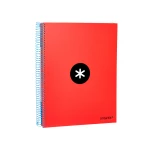 Galery – Caderno espiral liderpapel din a4 antartik capa forrada 120 f 100 gr quadricula 5 mm 5 bandas de cores cor vermelho0