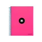 Galery – Caderno espiral liderpapel din a4 antartik capa forrada 120 f 100 gr quadricula 5 mm 5 bandas de cores cor rosa f.0