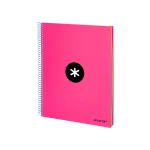 Galery – Caderno espiral liderpapel din a4 antartik capa forrada 120 f 100 gr quadricula 5 mm 5 bandas de cores cor rosa f.0