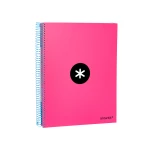 Galery – Caderno espiral liderpapel din a4 antartik capa forrada 120 f 100 gr quadricula 5 mm 5 bandas de cores cor rosa f.0