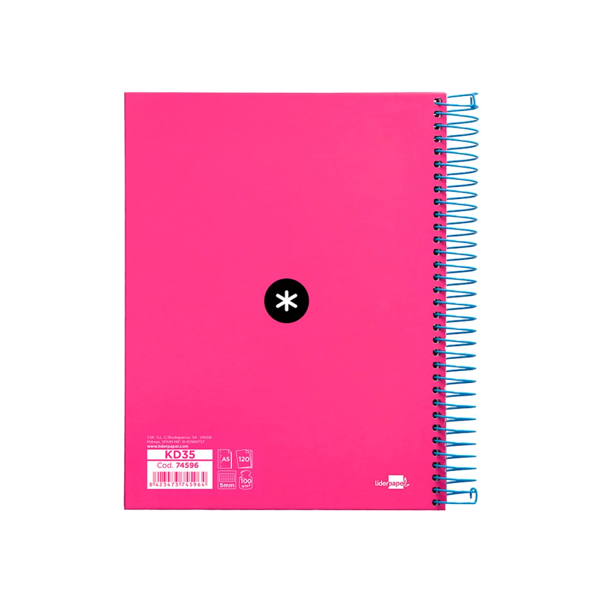 Galery – Caderno espiral liderpapel din a5 antartik capa forrada 120 f 100 gr quadricula 5 mm 5 bandas de cores cor rosa f.0