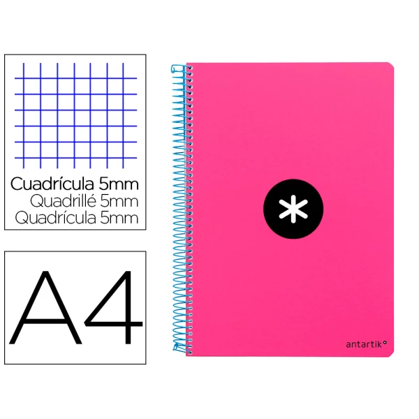 Thumbnail-Caderno espiral liderpapel din a4 antartik capa dura 80 f 100 gr quadricula 5 mm com margem cor rosa fluor