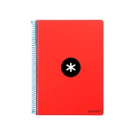 Galery – Caderno espiral liderpapel din a5 antartik capa dura 80 f 100 gr quadricula 5 mm com margem cor vermelho0