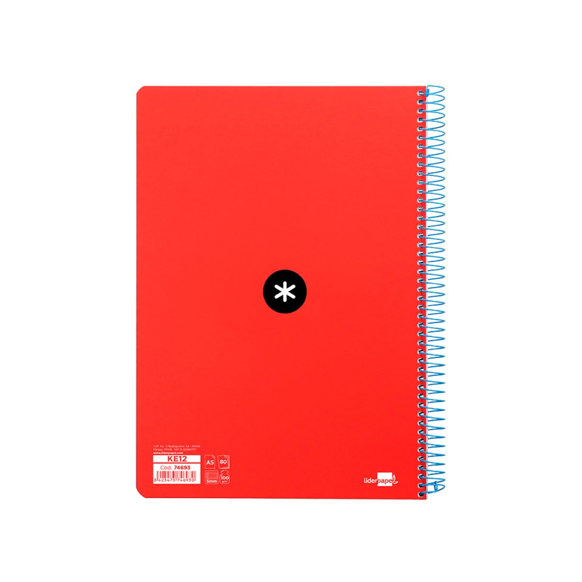 Galery – Caderno espiral liderpapel din a5 antartik capa dura 80 f 100 gr quadricula 5 mm com margem cor vermelho0