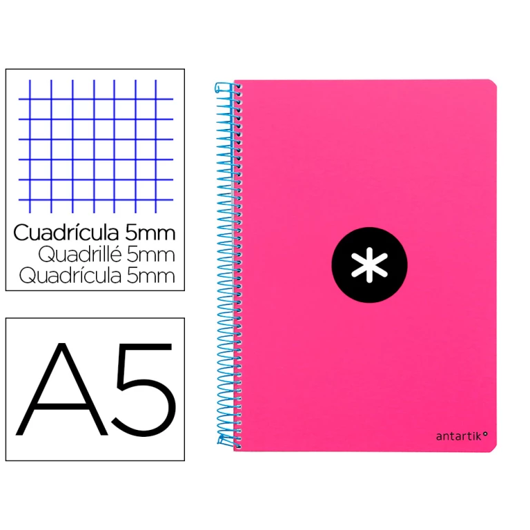 Thumbnail-Caderno espiral liderpapel din a5 antartik capa dura 80 f 100 gr quadricula 5 mm com margem cor rosa fluor