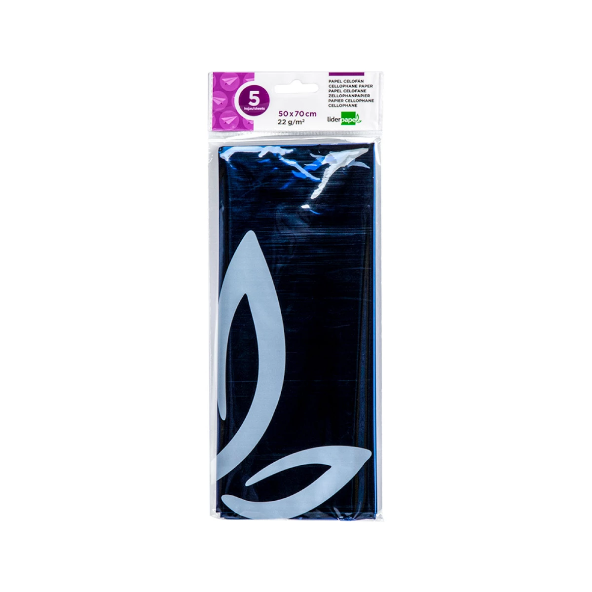 Galery – Papel celofane liderpapel 50×70 cm 22gr bolsa de 5 folhas azul0