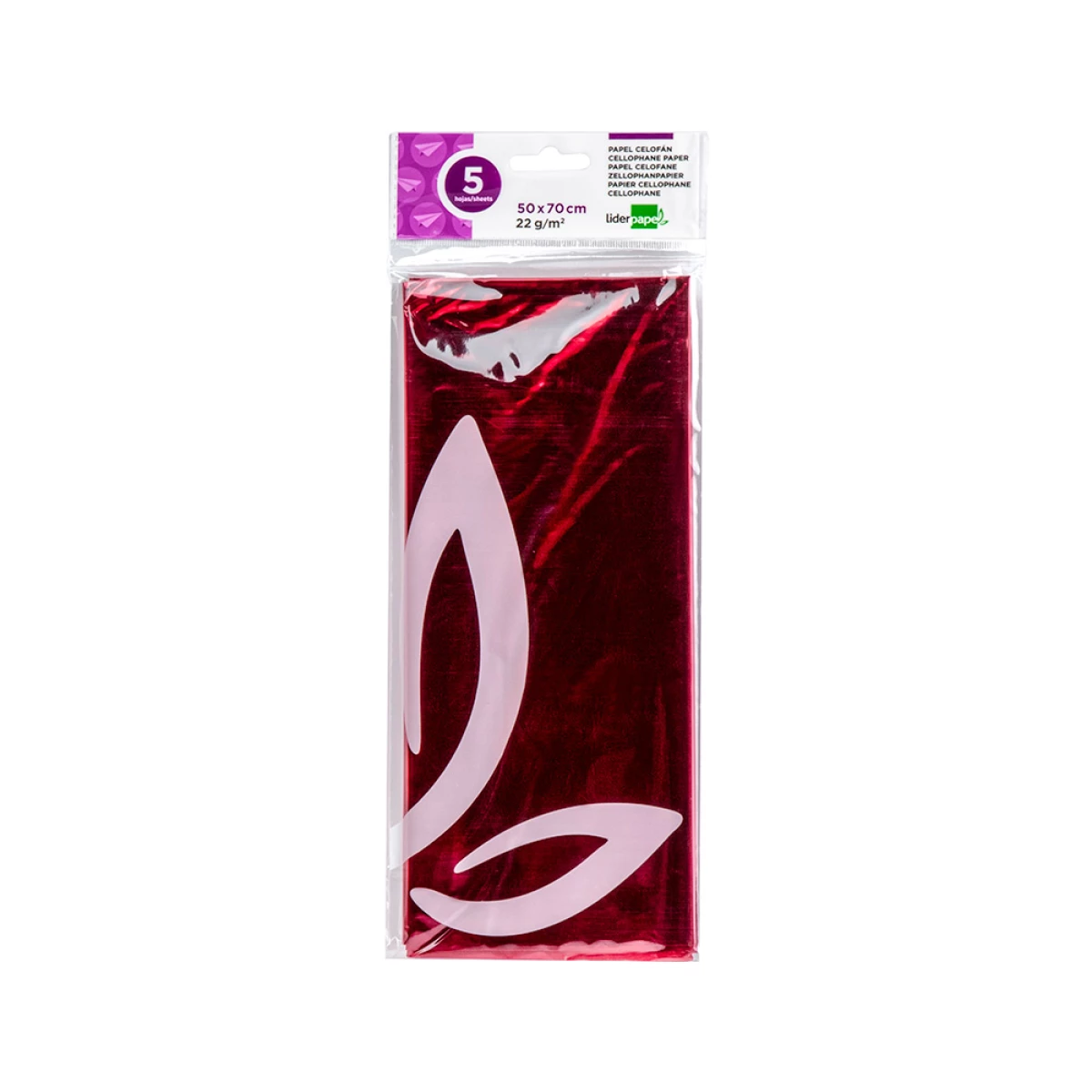 Galery – Papel celofane liderpapel 50×70 cm 22gr bolsa de 5 folhas rosa0