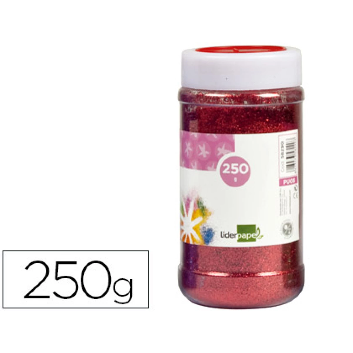 Thumbnail-Purpurina liderpapel fantasia cor vermelho metalizado frasco de 250 gr